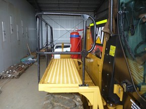 Grader safety handrails and platforms