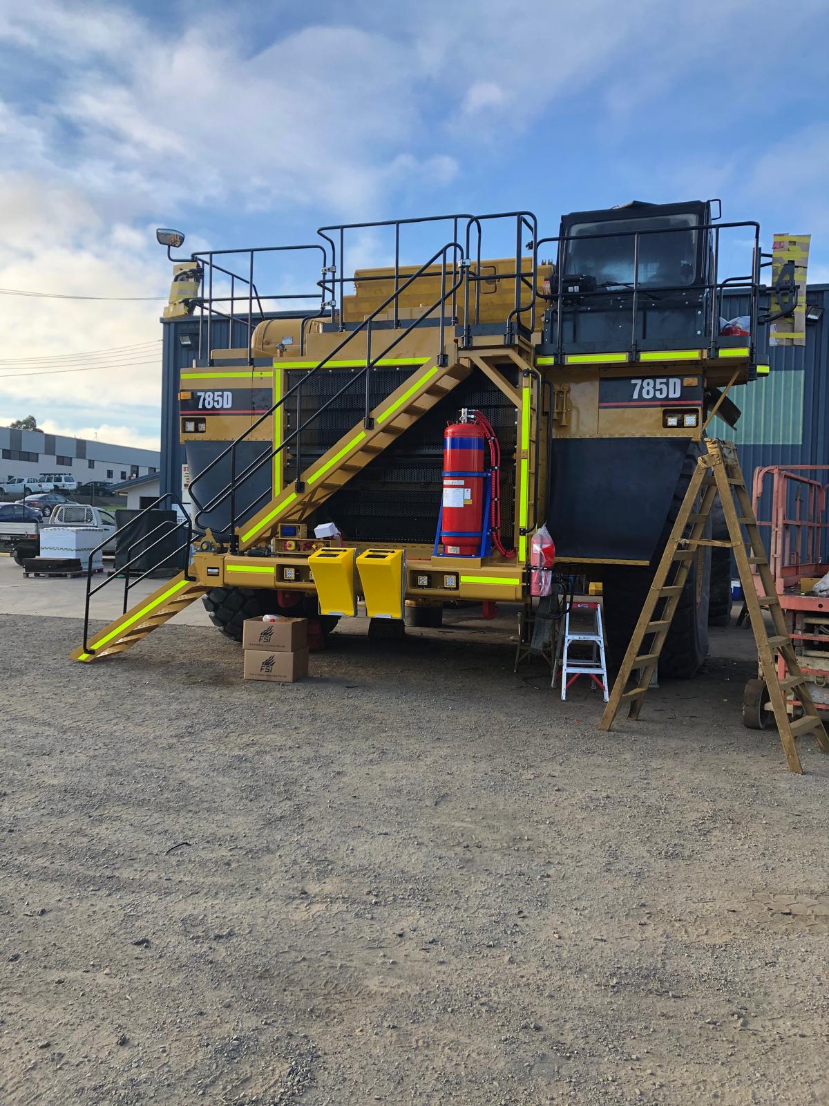 Truck safety handrails and platforms